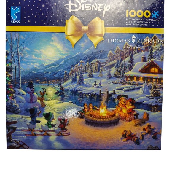 Ceaco Disney 1000-Piece Jigsaw Puzzle Mickey and Minnie Christmas Lodge - Picture 3 of 5